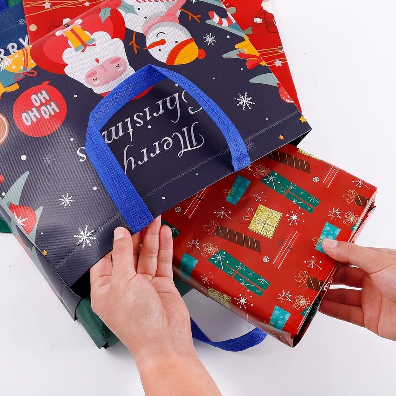 YANGTE 12 Pack 13" Large Christmas Gift Bags with Tissue Paper, Reusable Non-Woven Christmas Bag with Handles for Presents Wrapping, Shopping Xmas Party Supplies - Image 4